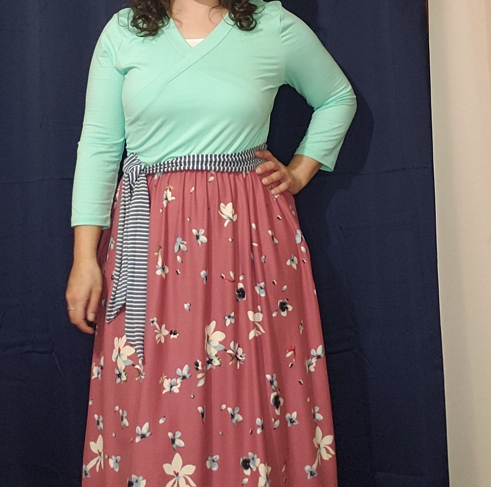 Floral Pink & Green Maxi Dress